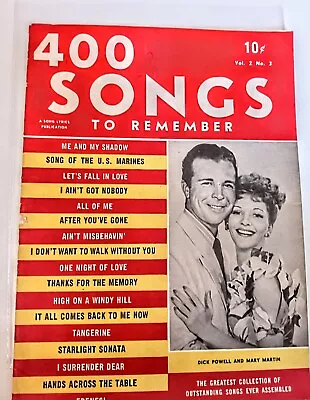 400 Songs To Remember A Song Lyrics Publication Vintage March 1943 Vol.2 No.3 • $7.99