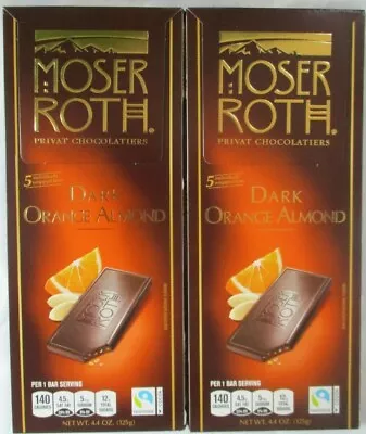 2 Moser Roth Premium Chocolate Dark Orange Almond 5-bar 4.4-oz Packs • $7.99