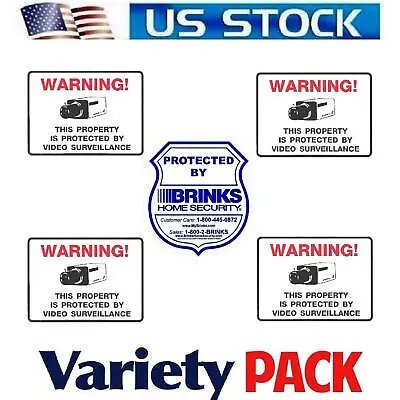 Blue Brinks Home Security Alarm System Warning Sticker+cameras In Use Decals New • $6.95