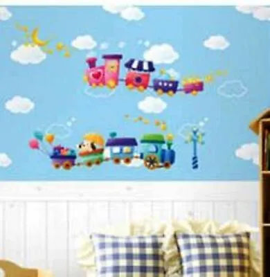 £6.03 • Buy Trains Tank Engine With Cute Dogs Nursery Childrens Wall Sticker Decoration