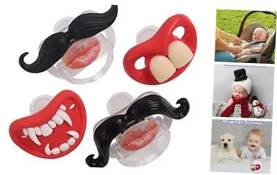  Funny Toddler Orthodontic Mustache Pacifiers 2 Mustache + Buck Teeth & Fangs • $18.23