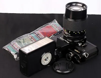 Fujica ST801 LED Black 35mm Film SLR + Tokina RMC 35-70mm F/3.5 Lens & Flash Kit • $263.99