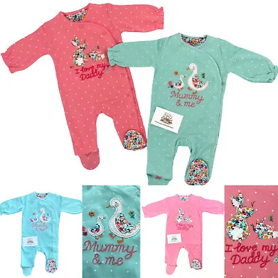£6.99 • Buy Baby Girls Sleepsuit Babygrow Outfit Daddy Mummy Polka Dot Gift Summer Spring