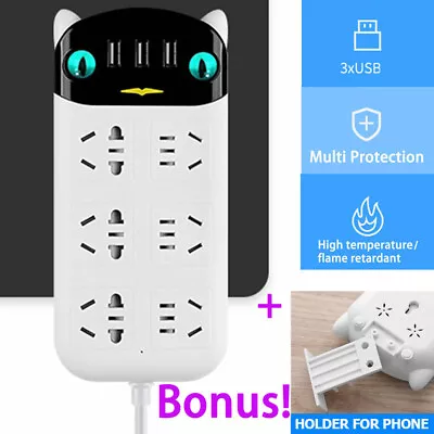 Power Board 6 Way Outlets Socket 3 USB Charging Charger Ports Surge Protector • $19.99