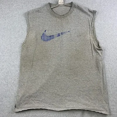 VINTAGE Nike Muscle T-Shirt Men's Size LARGE Sleeveless Cotton Nike Check • $5.49