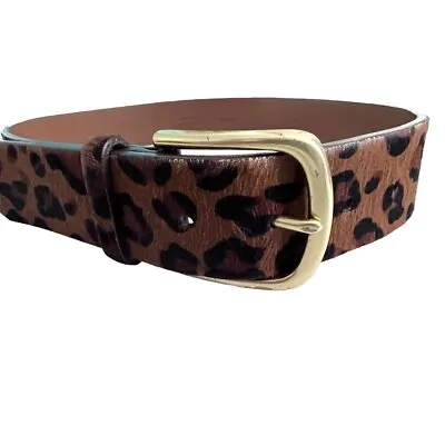 XS J. Crew Leather Leopard Print Horsehair Women’s Belt Style 20666 Brown & Blac • $39