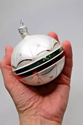 Vintage Blown Glass Glitter Pictured XMAS BERRY Ball Christmas Ornament Poland • $20