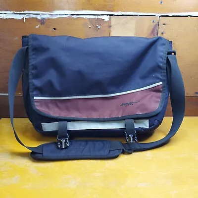 Eddie Bauer Black Nylon Laptop Messenger Bag Multi-pockets Adj Shoulder Strap • $22