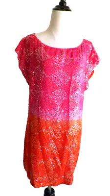 Monique Leshman Pink Raspberry Handmade Sequined Mini Dress Day To Night M • $41.64