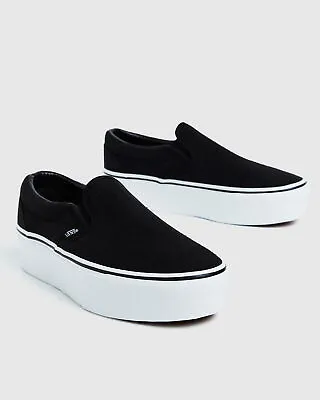  NEW VANS Classic Slip-On Stackform Sneakers Black/True White • $60