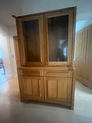 Solid Oak Display Cabinet With Glass Doors And Built In Lighting • £50