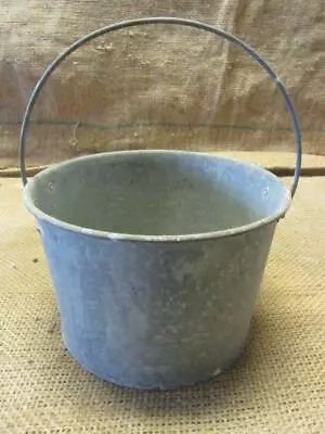 Vintage Galvanized Metal Bucket Antique Old Iron Pail Pot 9382 • $47.96