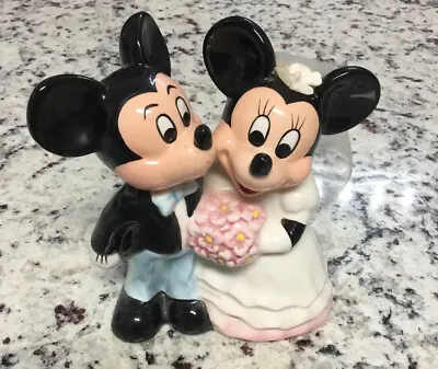 Disney Mickey & Minnie Wedding Ceramic Figurine Bride And Groom Cake Topper • $22.50