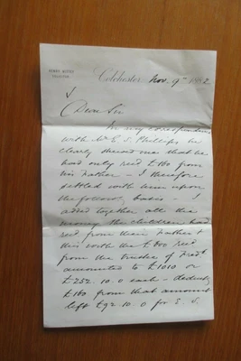 £5 • Buy 1882  Henry Wittey Solicitors Colchester Handwritten Signed Letter Re Phillips