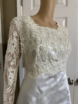 Wedding Dress & Veil 1960’s Hand Made Beautiful Lace Satin Sealed/stored • $69