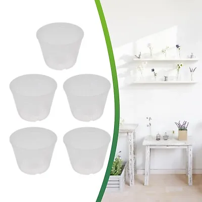 $18.92 • Buy Pack Of 5 Pots 5 Inch Plastic Clear Orchid Pots With Holes Plastic Flower Pots