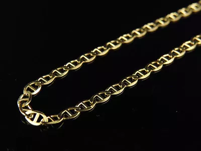 Men's 10K Solid Yellow Gold 2.5MM Flat Mariner Link Style Chain 16-24 Inches • $225.49