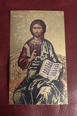 Vintage Catholic Holy Card - Christ Pantocrator Gilded Icon • $1.99