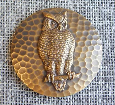 Antique Vtg  Picture Button Owl Aprx: 2-3/4  #139-Y • $27.99