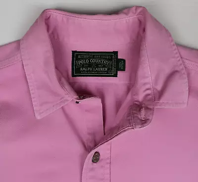 Vtg Ralph Lauren Polo Country LS Work Chore Shirt LRG Pink Button Up Heavy Duty • $59.99