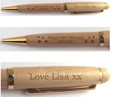 Personalised Birthday Gift For Him Engraved Wooden Pen Dad Grandad Son Present • £8.99