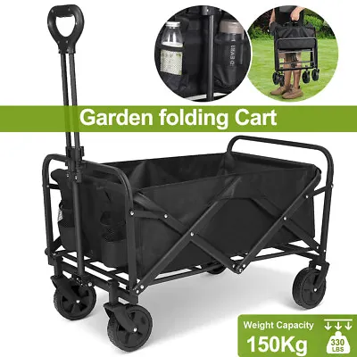 Wagon Folding Cart Collapsible Garden Beach Utility Outdoor Camping Sports Black • $56.99