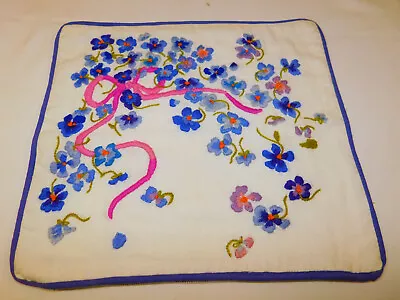 LOVELY Vintage Completed Crewel Embroidery Pillow Cover AVON SPRING VIOLETS • $39.95