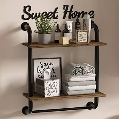 Bathroom Shelves Wall Mounted Rustic Farmhouse Pipe Shelves Wall Shelves 2tier I • $39.40