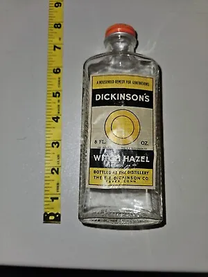 Vintage Dickinson's WITCH HAZEL Glass Bottle Copyright 1933 Metal Cap • $39.99