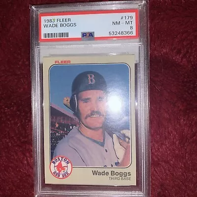 1983 Fleer Wade Boggs Rookie Card RC #179 PSA 8 NM-MT Red Sox • $10