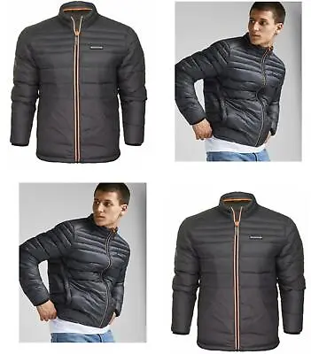 Jack & Jones Jacket Mens Puffer Jacket Full Zip Nylon Jacket Smart Funnel Neck • £19.99