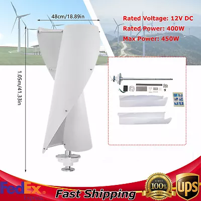 White 12V 400W Portable Vertical Wind Power Turbine Generator Kit W/ Controller • $209