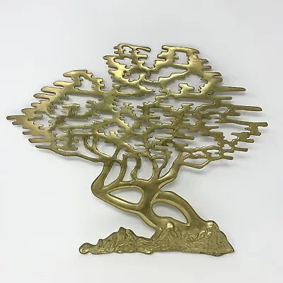 Brass Bonsai Tree Of Life Art Sculpture Wall Hanging Mid Century MCM 20 X16  • $119.97