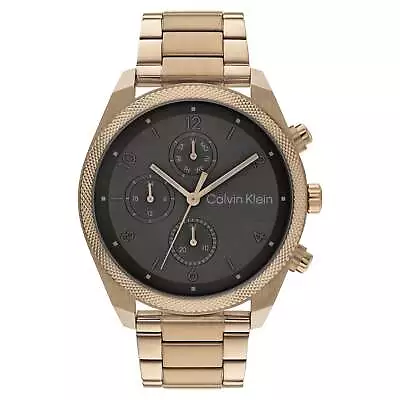 Calvin Klein Beige Gold Steel Cool Grey Dial Multi-function Men's Watch - 252... • $319