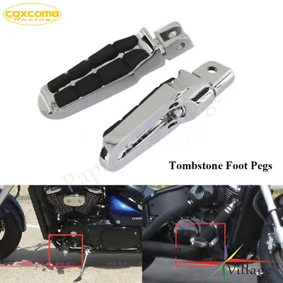 2X Aluminum Chrome Front Tombstone Foot Pegs For Suzuki Boulevard M50 M90 M109R • $40.19