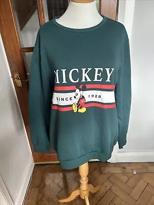 Primark Disney Ladies Mickey Mouse Green Sweatshirt Womens Ladies  Sz 2XL 22/24 • £7.99