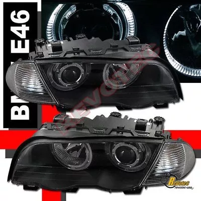 99 00 01 BMW E46 325i 328i 330i 4DR Sedan Halo Projector Headlights & Corner Blk • $219