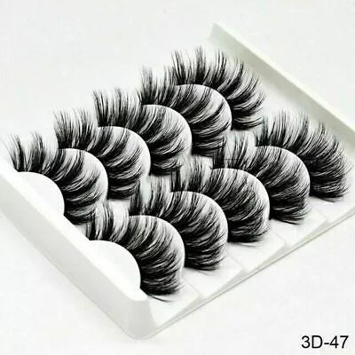 5Pair 3D Mink False Eyelashes Wispy Cross Long Thick Soft Fake Eye Lashes UK Hot • £3.79