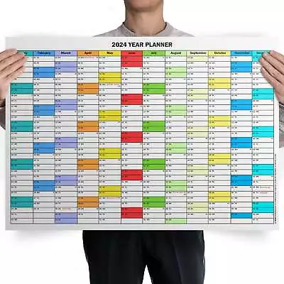 £6.99 • Buy Annual Year Wall Planner 2024 Office Organiser Event Planner January - December