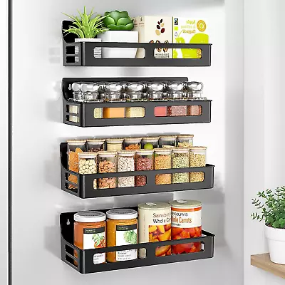 Magnetic Spice Rack For Refrigerator 4 Pack Premium Plastic Spice Rack Organizer • $37.92