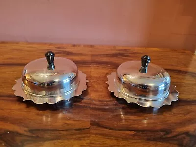 £30 • Buy Vintage Pair Birmingham EPNS Silver Plated Butter Dishes With Glass Liners