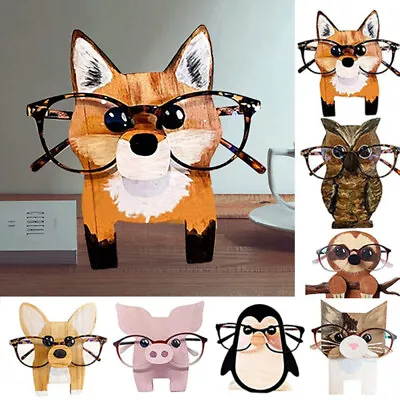 $30.59 • Buy Eyeglasses Holder Eyes Glasses Display Wooden Stand Animal Sunglasses Home Decor