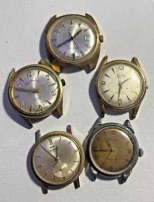 Lot Of 5 Vintage Mens Watch Lot Benrus-waltham-gruen-timex-andre Bouchard • $135