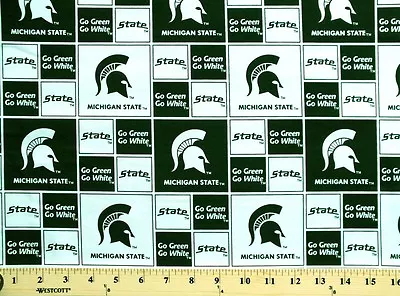 Cotton Michigan State University Spartans College Cotton Fabric Print D662.01 • $10.95