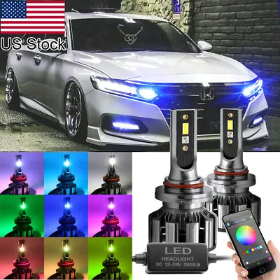 2x 9005 RGB Phone APP Control LED High Beam DRL Bulbs For Honda Accord 2018-2021 • $58.99