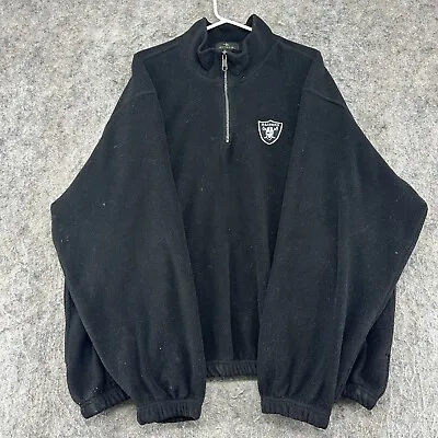 Oakland Raiders Sweater Mens XL Black 1/4 Zip Pullover Sweatshirt Antigua • $19.95