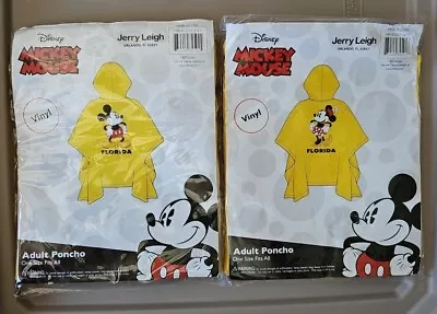 2 DISNEY Mickey Minnie Mouse 100% Waterproof Poncho Adult One Size NEW Her His • $29.99