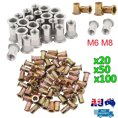 20-100X M6 M8 Insert Rivet Nut Flat Head Nutsert 304 Stainless Steel Carbon Nuts • $6.11