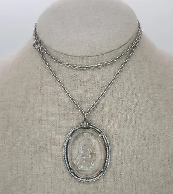 Vintage Avon Signed Goddess Diana Intaglio Glass Cameo Pendant 26 In • $18