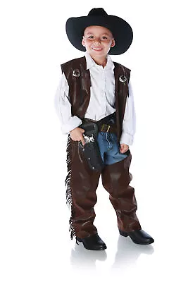 Cute Cowboy Chaps Fringed Vinyl Vest Chaps Halloween Western Costume Child Boys • $22.26